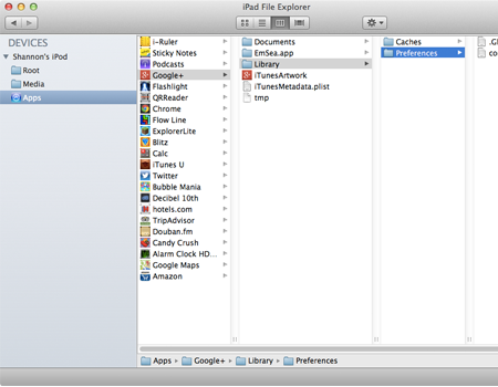 file list of iPad File Explorer
